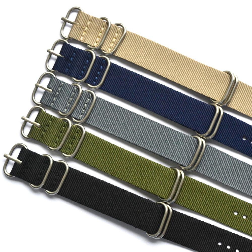 5 kleuren nato horlogeband nylon band zilveren ringgesp 18mm 20mm 24mm gestreepte vervangende band horloge accessoires