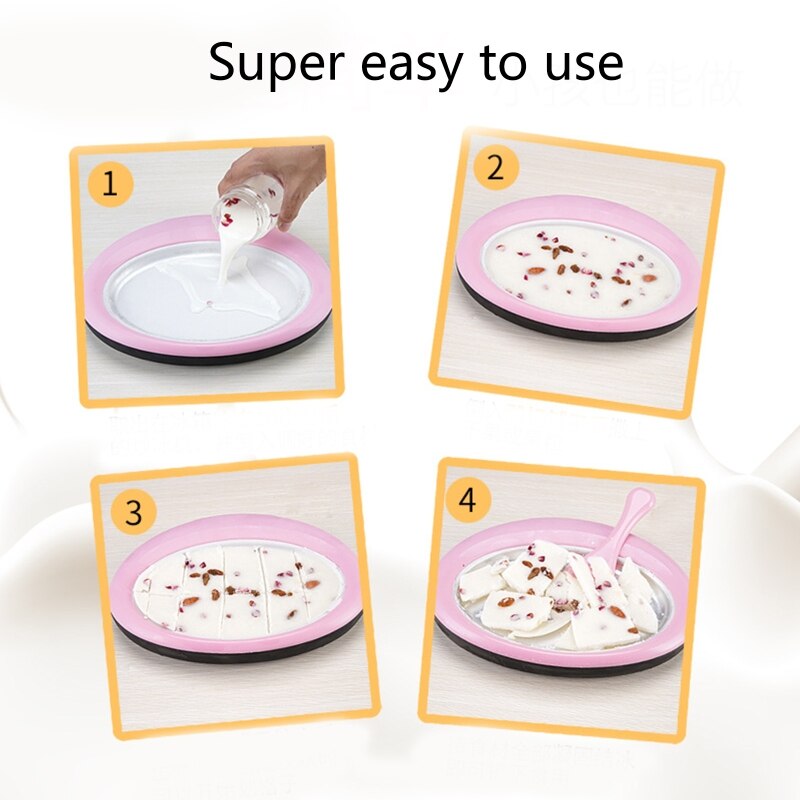 Household Mini Rolled Ice Cream Maker with 2 Spatulas Ice Tray Fried Yogurt Machine Instant Ice Cream Maker Pan Round
