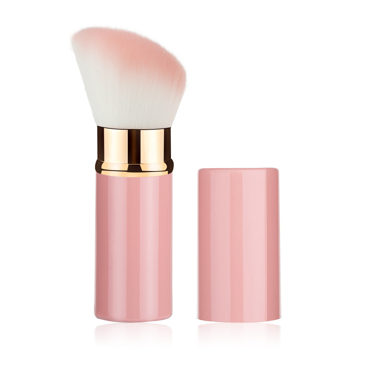 Pro Retractable Soft Makeup Brush Cosmetic Adjustable Face Powder Brush Kabuki Brush: WHITE