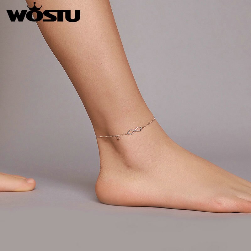 Tobillera de plata fina wastu 925, joyería fina, cadena para pie para mujer y Chica, pulsera para tobillo con símbolo de infinito de plata S925