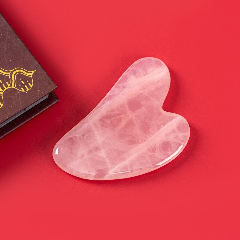 Natuurlijke Jade Gua Sha Schraper Board Massage Rozenkwarts Jade Guasha Steen Voor Gezicht Hals Skin Lifting Rimpel Remover Schoonheid zorg: Pink-1