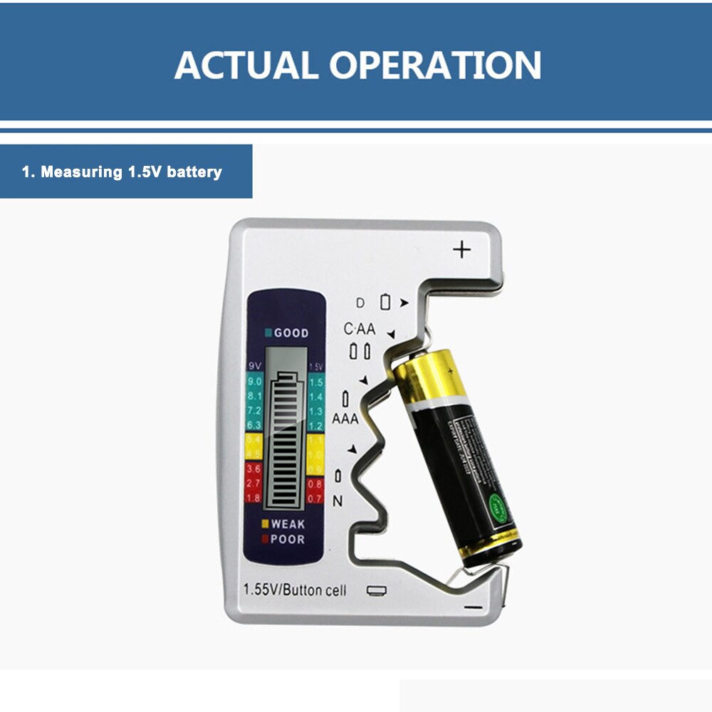 Digital Battery Tester Battery Capacity Detector For C/D/9V/AA/AAA/1.5V Lithium Battery Power Supply Measuring Instrument