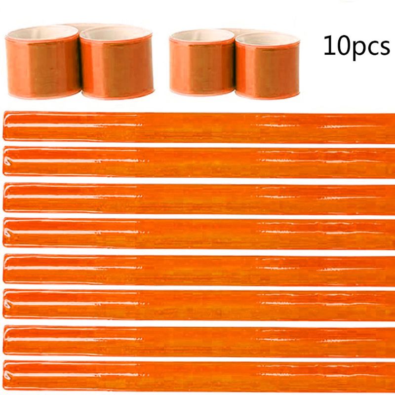 10Pc Visible Safety Running Reflective Wristbands Reflectors Bicycle Bracelets B2QE: Orange Red