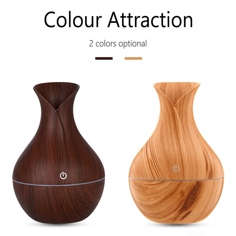 humidificador de grano de madera para coche, difusor ultrasónico, aromaterapia para coche, Humidificador redondo de purificación de aire para jarrón doméstico