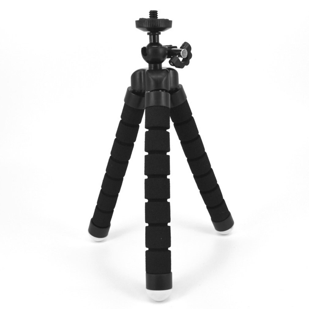Tripod for Phone Flexible Sponge Octopus Mini Tripod for IPhone Mini Camera Tripod Phone Holder Clip Stand: Black