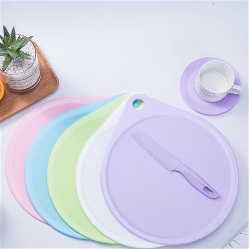 Single Cutting Board Plastic Cutting Board Kitchen Knife Set Round Non-Slip Multifunctional Cutting Board