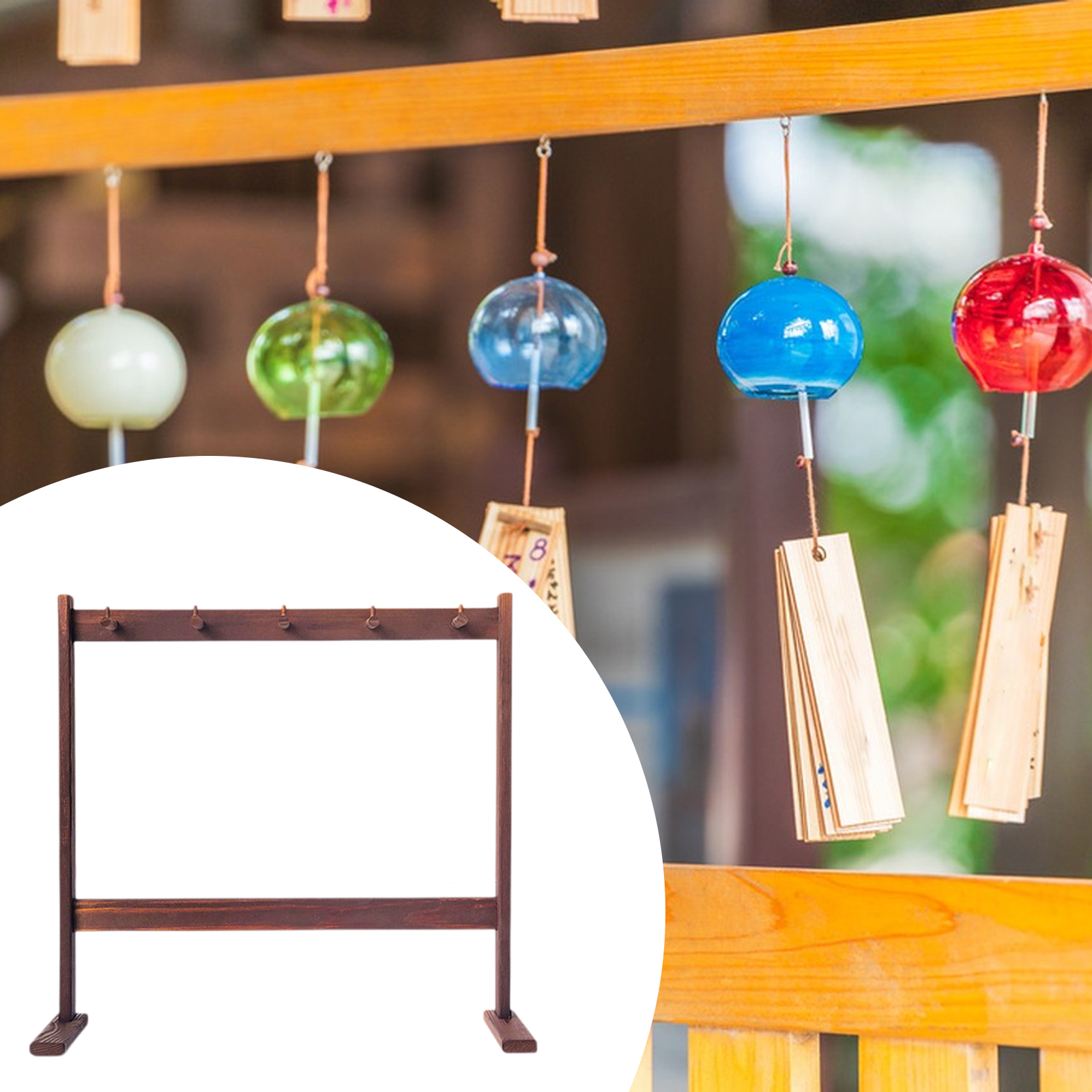 Glockenspielständer, einfache Montage, Holz, multifunktionaler Windspiel, Holzständer, Gongständer für Yoga, Tischplatte, Klassenzimmer, Schlafzimmer, Teestube