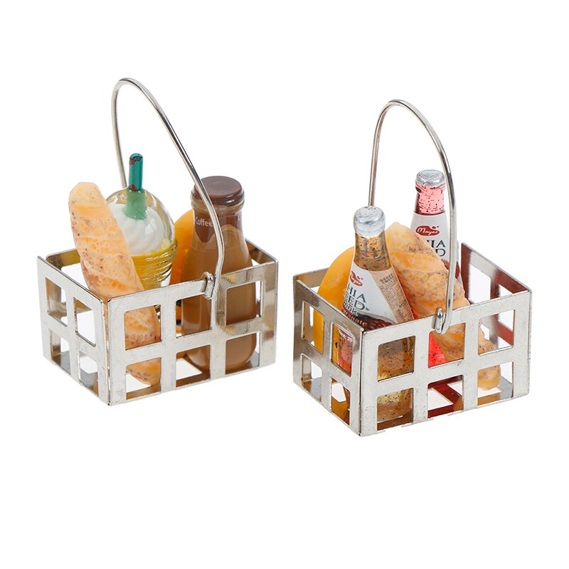 5 stücke 1:12 puppenhaus Miniatur Lebensmittel Spielzeug Dinning Obst Metall Kaffee Wein Brot Milch Korb Lebensmittel Puppe Haus Miniatur zubehör