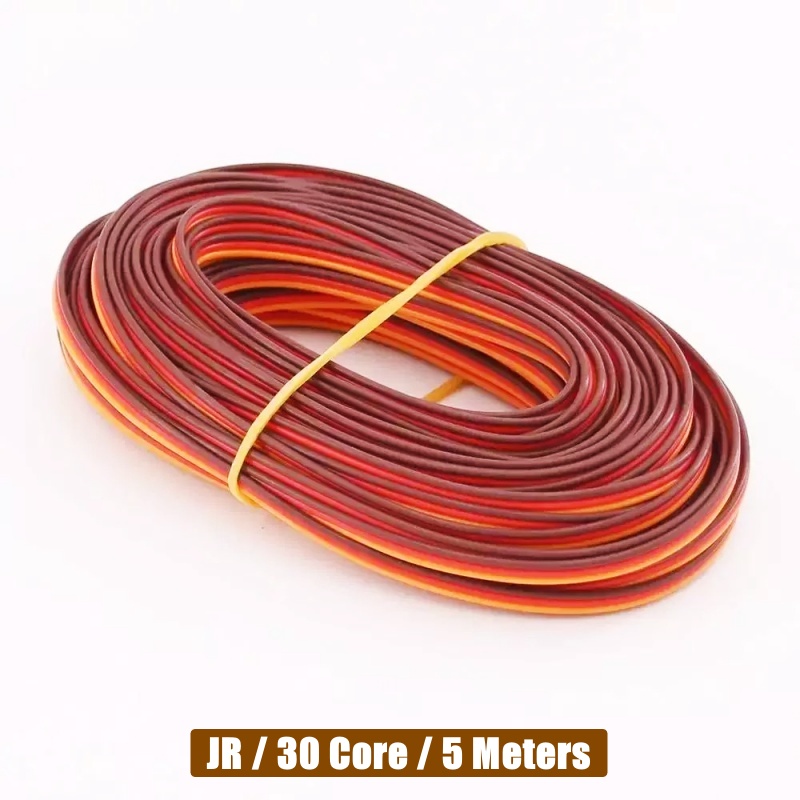 5 meter 26 awg /22 awg jr futaba servo förlängningskabel, 30/60 -kärnig ledning, störningsfri för rc-modell, gör-det-själv-tillbehör: Röd