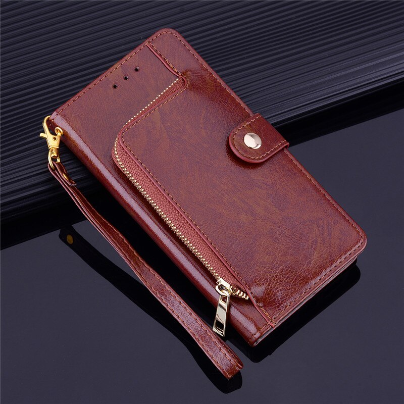 Voor huawei nova 5t hoesje zachte siliconen luxe leren portemonnee flip case voor coque huawei nova 5t yal -l21 telefoonhoesjes funda: Bruin