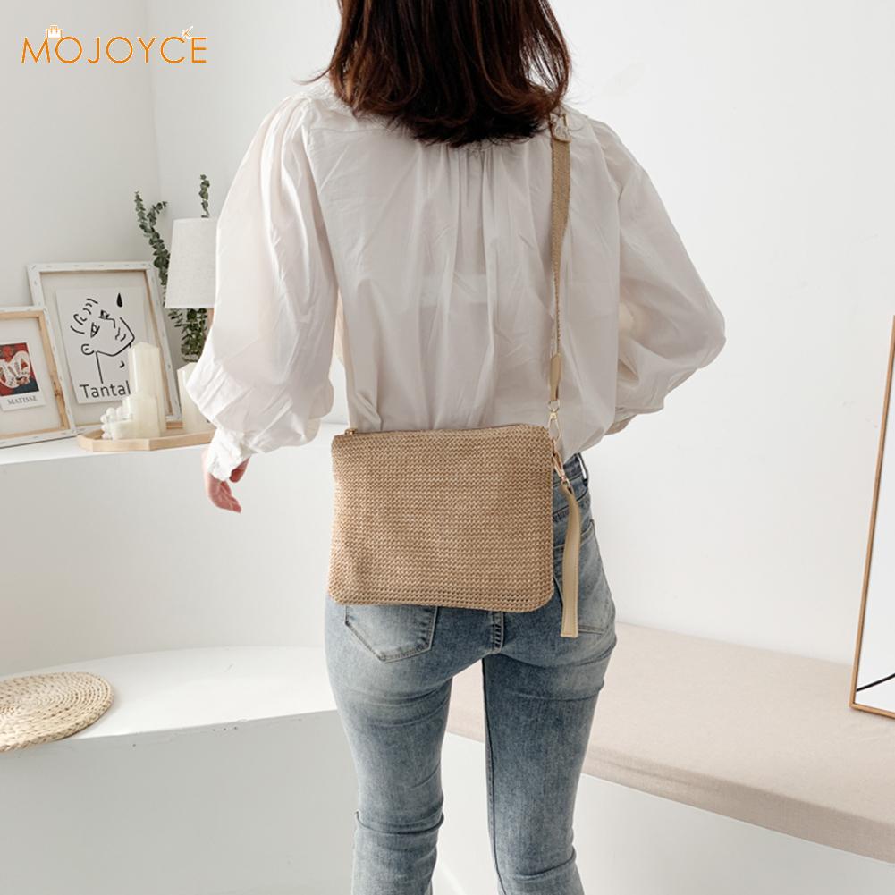 Vrouwen Stro Weven Schouder Handtassen Bakken Vrouwelijke Casual Beach Geweven Messenger Crossbody Satchel Tassen