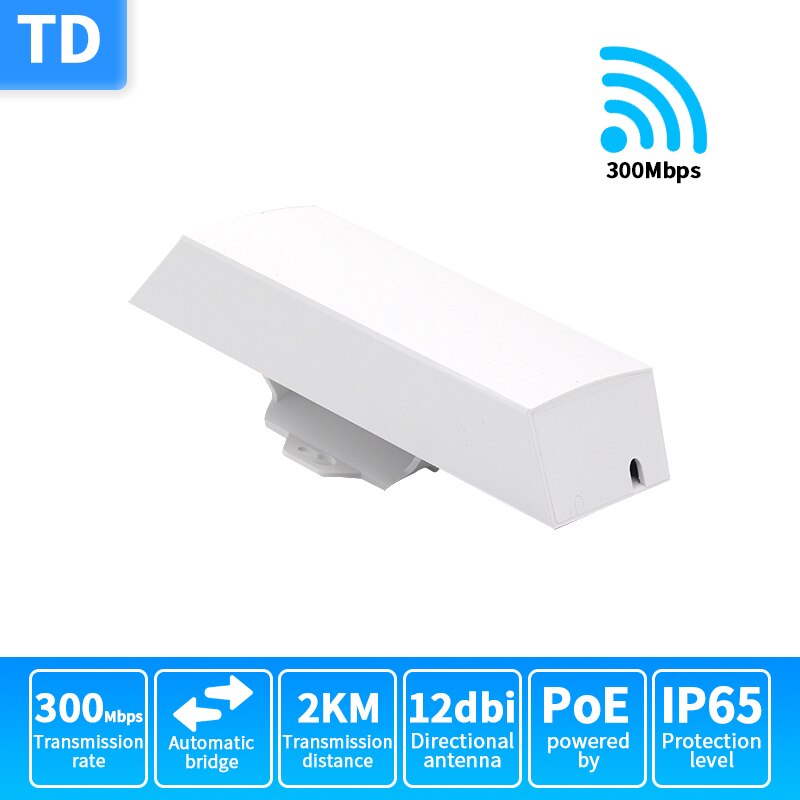 TD TDO2 2km 5GHz 11n 300Mbps Outdoor point-to-point WIFI Bridge With DC&POE power supply 6000kv Outdoor CPE
