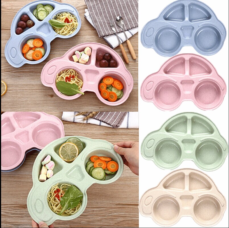 Plato de comida para bebé con forma de coche alimentación de silicona, esterilla, plato