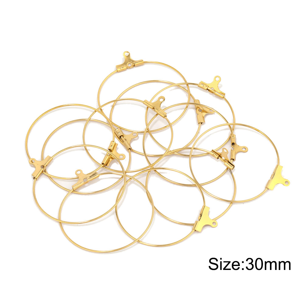 Pendientes de aro de acero inoxidable para mujer, aretes grandes de 20/25/30/35/40/45mm, Conector de ganchos de alambre para oreja, fabricación de joyas DIY, 20 piezas: Verde