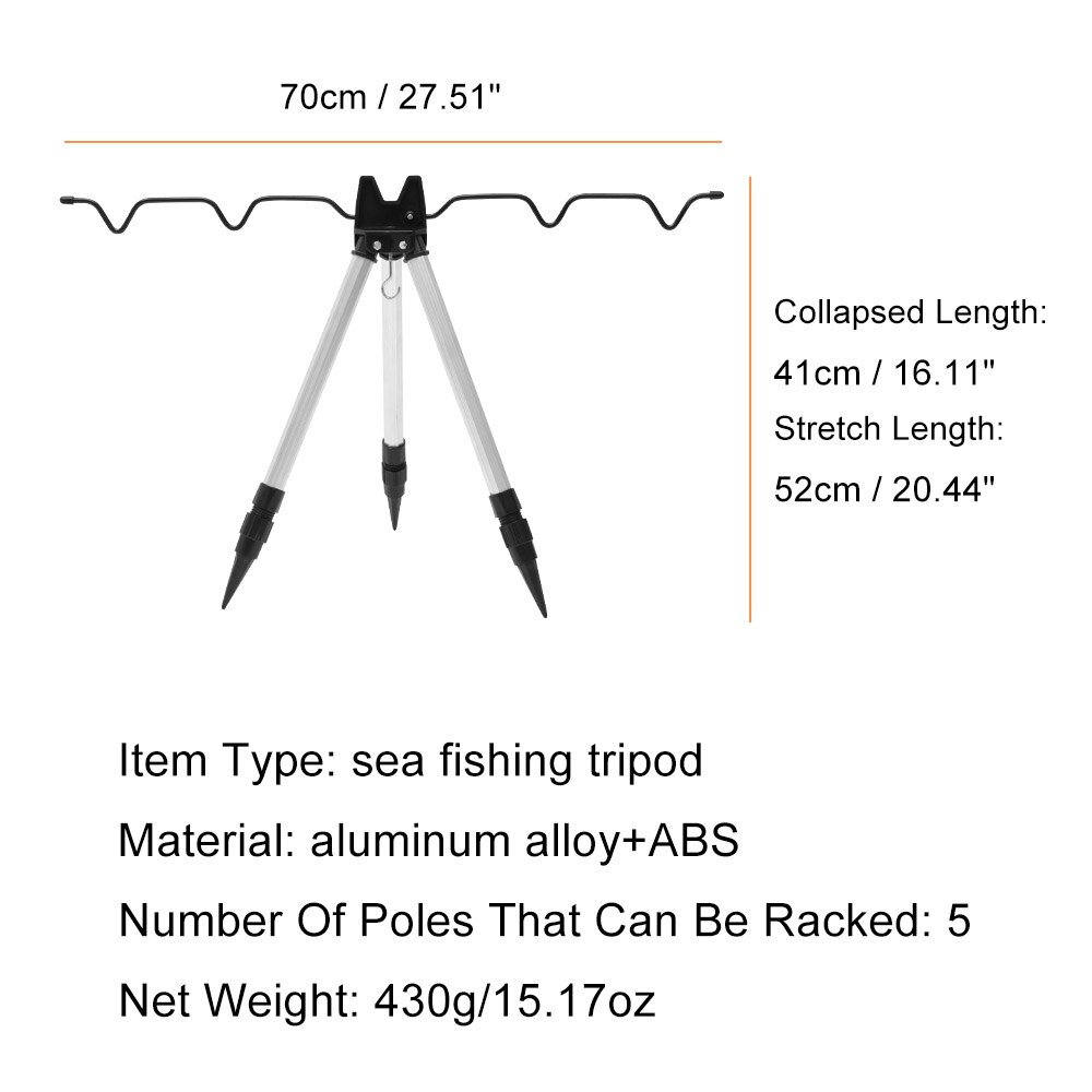 Aluminiumslegering teleskopiske fiskestænger holder havfiskestativ bærbart sammenklappeligt stativ stativfiskestangbeslag