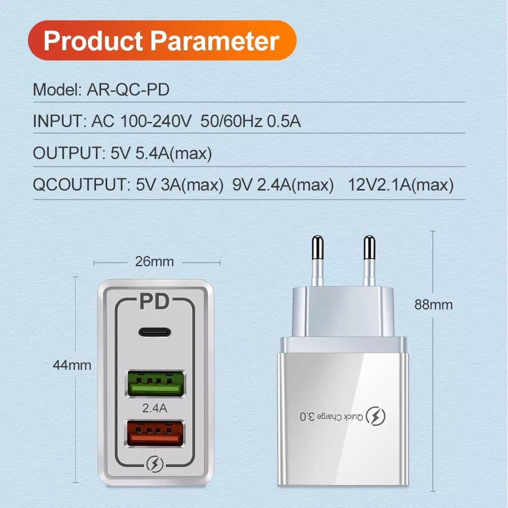 30W Pd Fast Charger Voor Iphone 12 11 Pro Max Quick Charge 3.0 Usb Type C Qc 4.0 Charger voor Samsung S20 S21 S10 S9 Plus Note 20