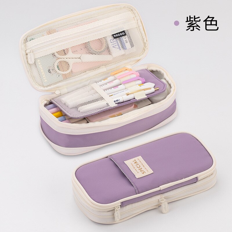 Schule Bleistift Fall für Kinder Große Leinwand Bleistifte Tasche Nette Nette Bleistift Box Doppel Layered Pencilcase Tasche Schule Student Lieferungen: Cute Bear