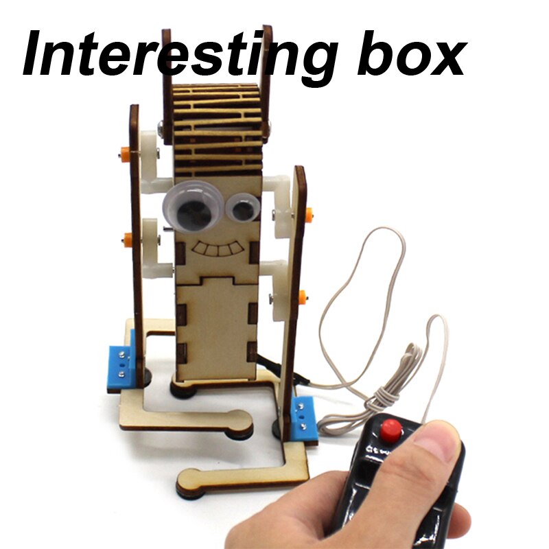 Robot de ojo grande controlado por cable, madera, control remoto eléctrico, engranaje de juguete, tecnología para manualidades, producción pequeña