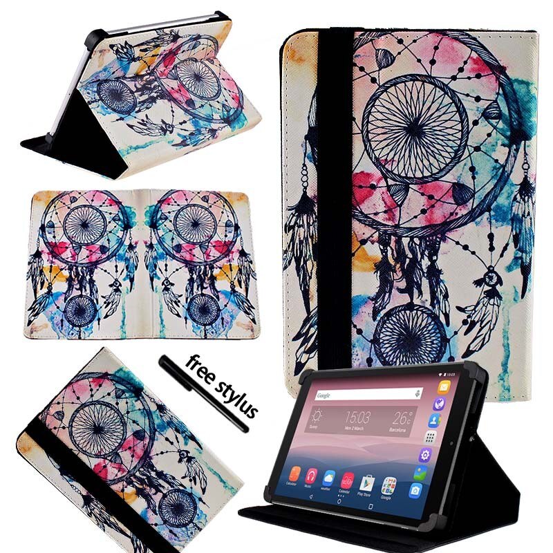 KK&LL For Alcatel OneTouch Pixi 3 10 inch - Leather Tablet Stand Folio Cover Case + Free stylus: Dream Catcher