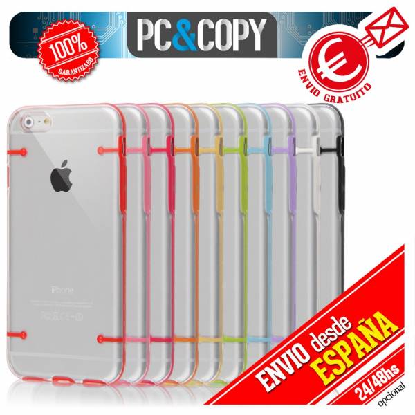 Funda hibrida policarbonato rigida con marco TPU de colores para iphone 6 6S