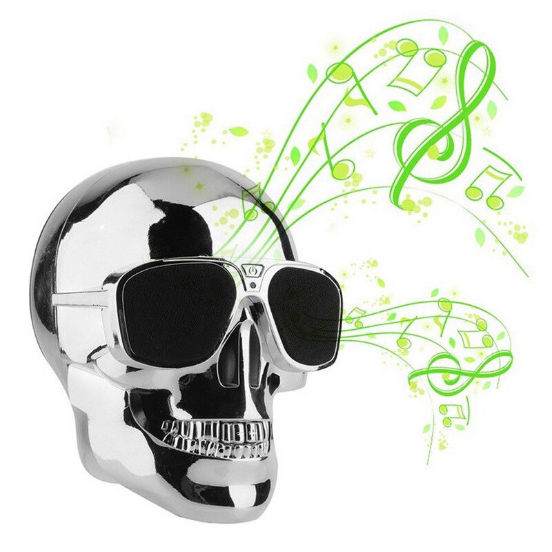 Ghost Skull Shape Plastic Metallic Wireless Bluetooth Speaker Sunglass NFC Skull Speaker Mobile Subwoofer Multipurpose Speaker: Siliver