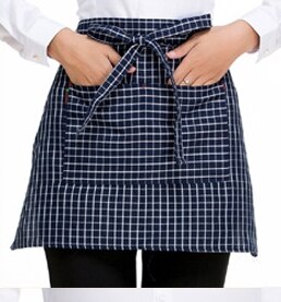 Restaurant kitchen food service cotton long apron for waiter waitess chef apron cook apron: short blue