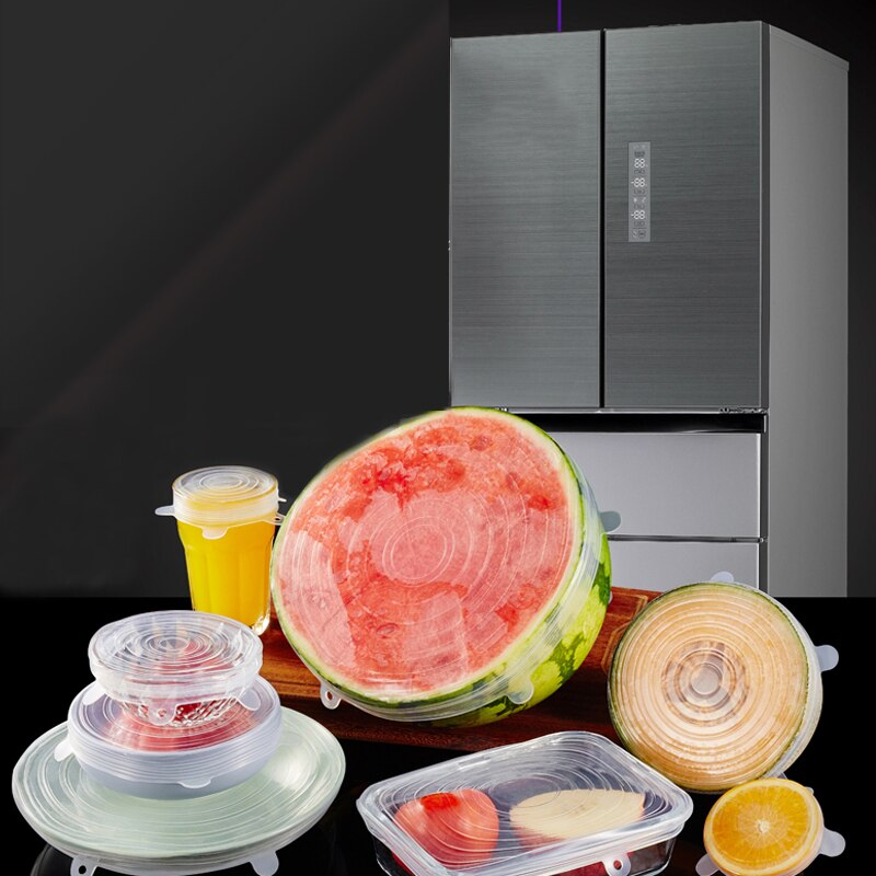 Siliconen rekbare voedseldeksels keukenaccessoires universele siliconen kom pot deksel siliconen deksel pan koken voedsel vers