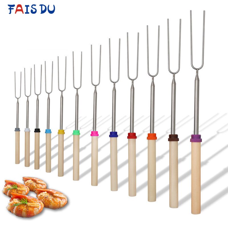 32 Inch 13Pc Marshmallow Roosteren Sticks Uitschuifbare Vorken Set Telescopische Smores Spiesjes Voor Worst Camping Kachel Bbq Gereedschap