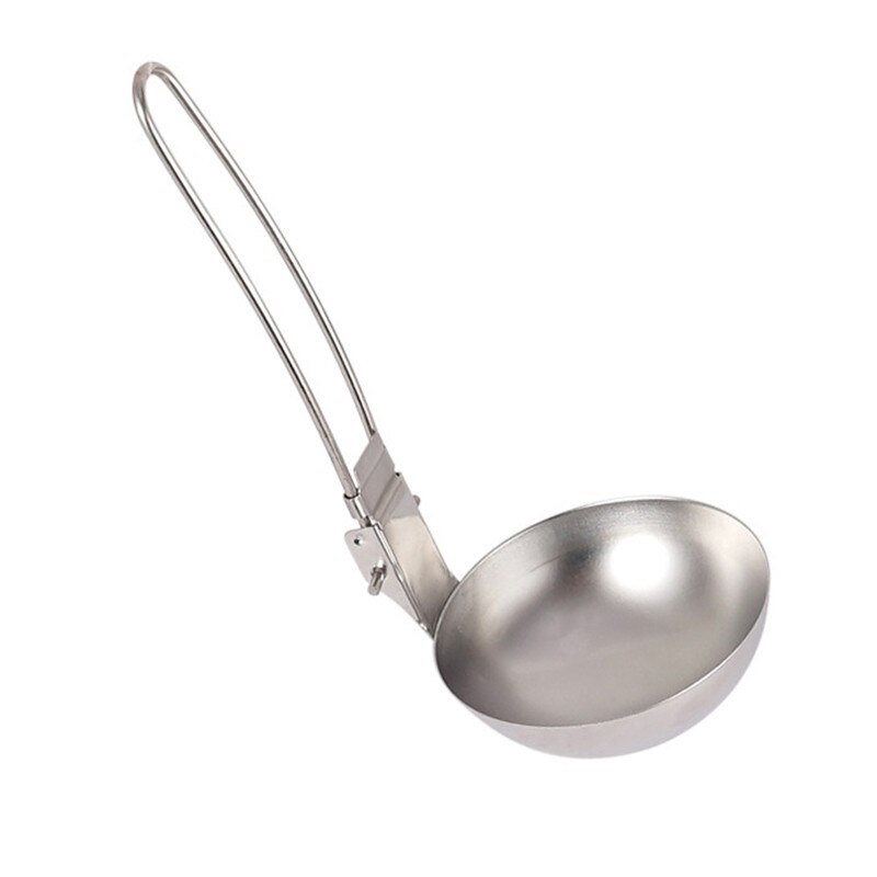 Cuchara plegable de acero inoxidable 304, portátil, ligera, para acampar, senderismo, pícnic al aire libre, olla para sopa, colador de cocina: Spoon