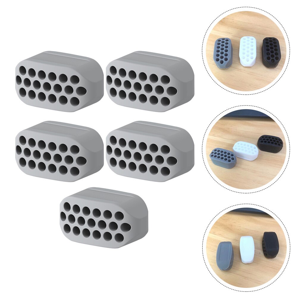5Pcs Silicone Jaw Exercisers Multi-function Jawline Exercisers Portable Face Exercisers: Light Grey