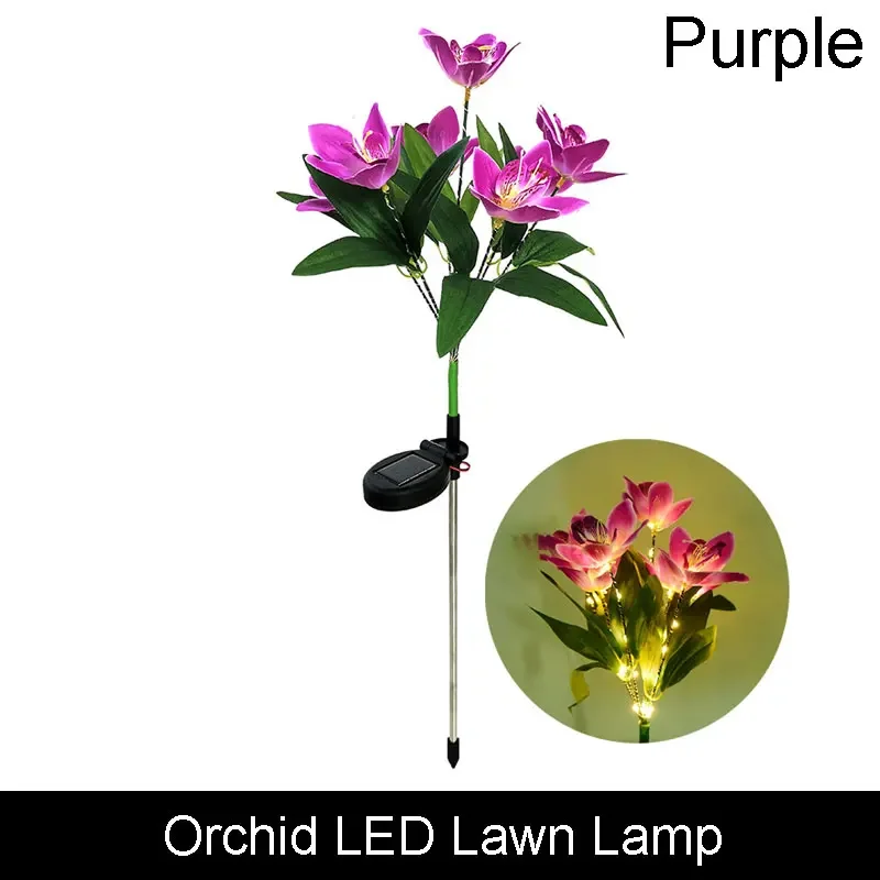 Estaca Solar de jardín de orquídeas y girasoles, luz LED decorativa impermeable para exteriores, para Patio, jardín, Patio, Pascua y Navidad, 1 ud.: RGB