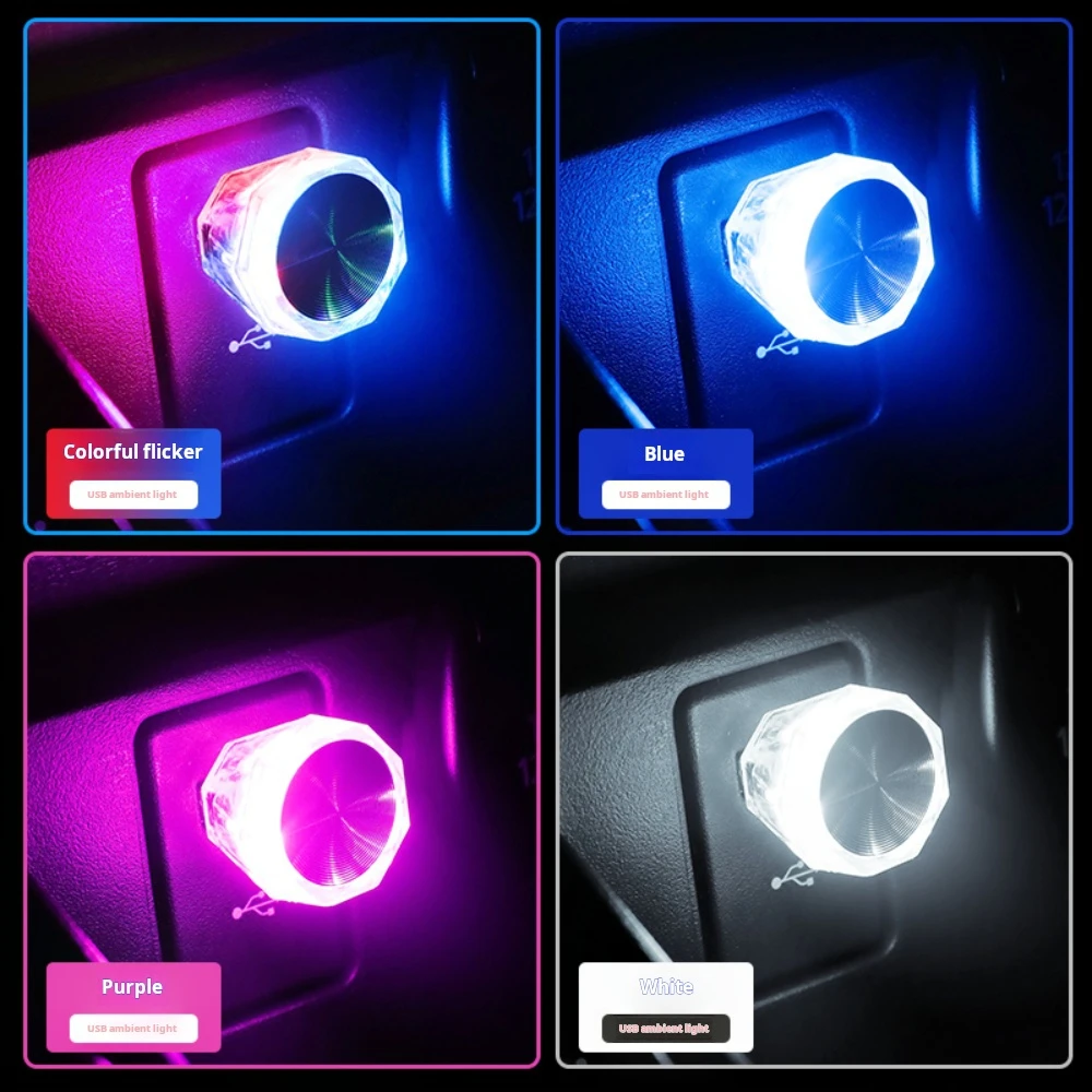 Mini lámparas de ambiente USB compactas, luz LED para coche, decoración de luz de ambiente Interior de coche, luz nocturna LED USB Gradieng para el hogar del coche