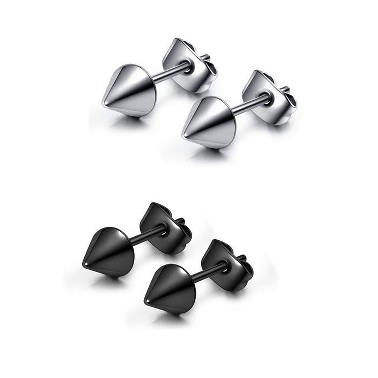 2 par punk rostfritt stål 20g silver svarta långfinger/kors/spike/runda platta öronproppar örhängen dam örhängen set: 2 par set c