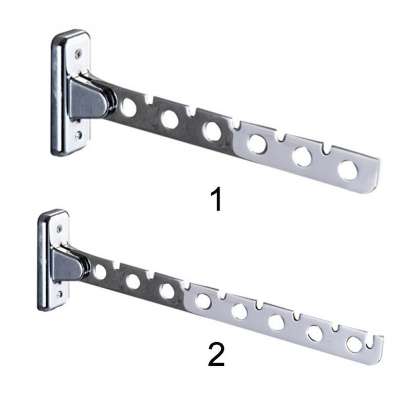 Colgadores de ropa plegables de acero inoxidable para ahorro de espacio con gancho Magic, estante de secado de ropa montado en la pared con 6 /8 agujeros