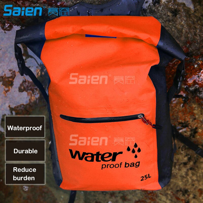 Tørpose rygsæk 25l -  tør rygsæk er garanteret vandtæt - bær den som en vandtæt rygsæk eller over skulderen til kajakin: Orange