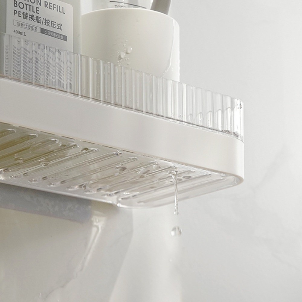 Praktisk väggmonterad badrumshylla utan spik plast toalettartiklar hållare platsbesparande rostfri badrumshylla dusch