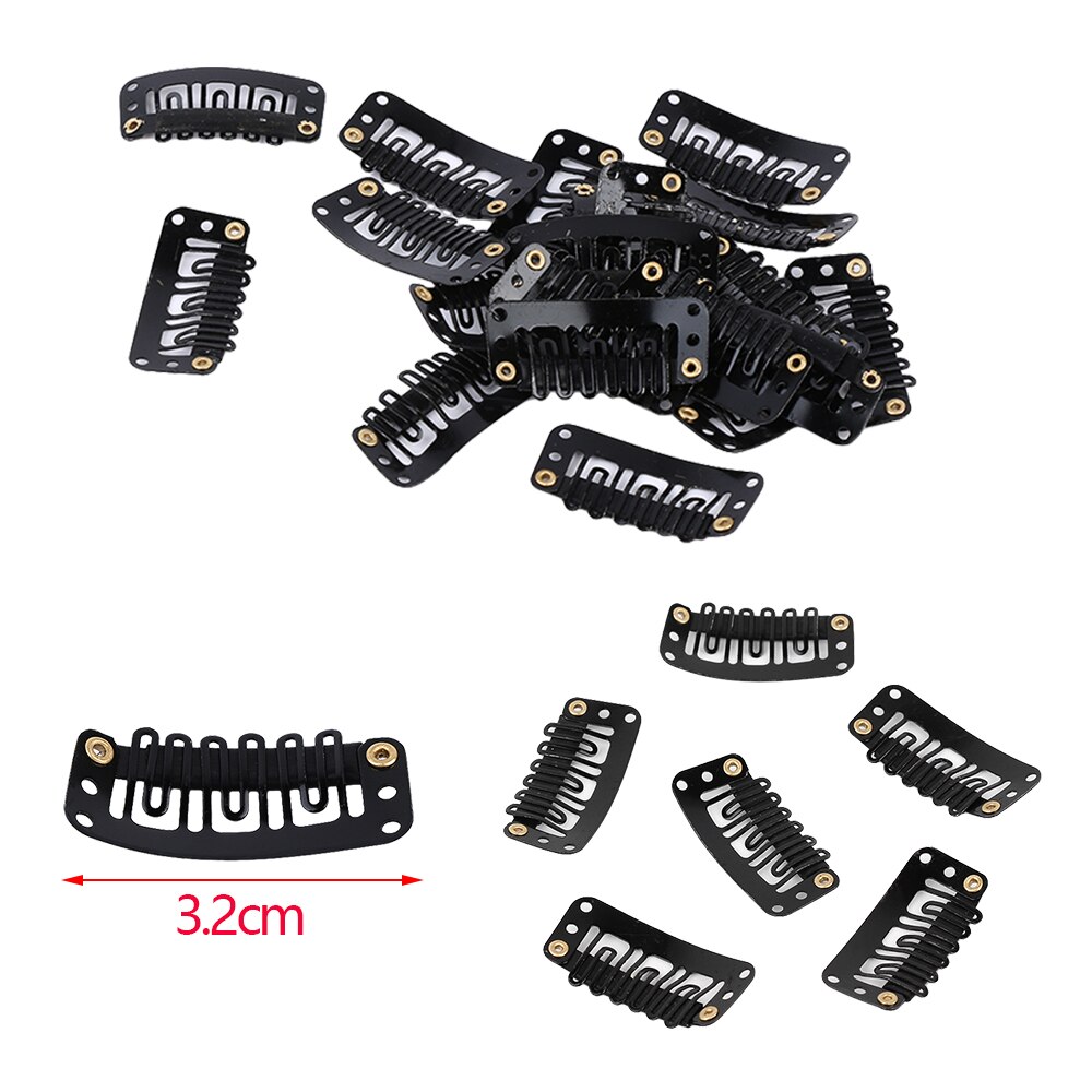Extensión de pelucas de Metal en forma de U para mujer, pinzas de presión fijas, soporte de cola de caballo, horquillas, pasadores, accesorios para el cabello de 32/28/24mm, 20 Uds.