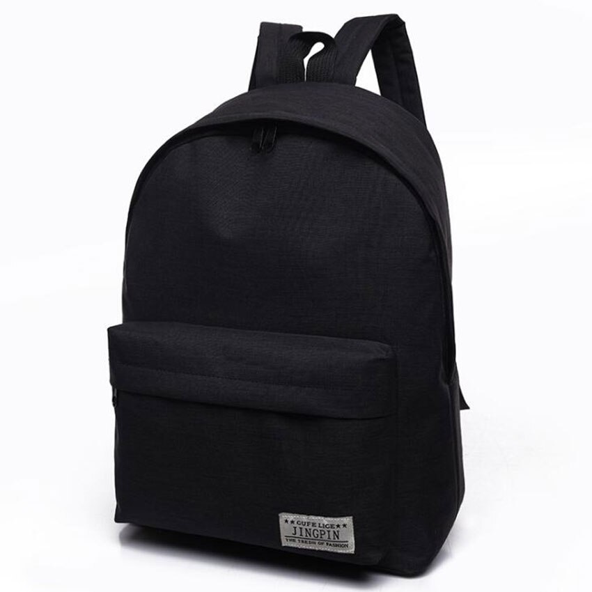 Classique Simple femmes hommes toile sacs à dos sac d'école pour adolescents filles garçon étudiant livre sac à ordinateur portable sac de voyage Mochila: black