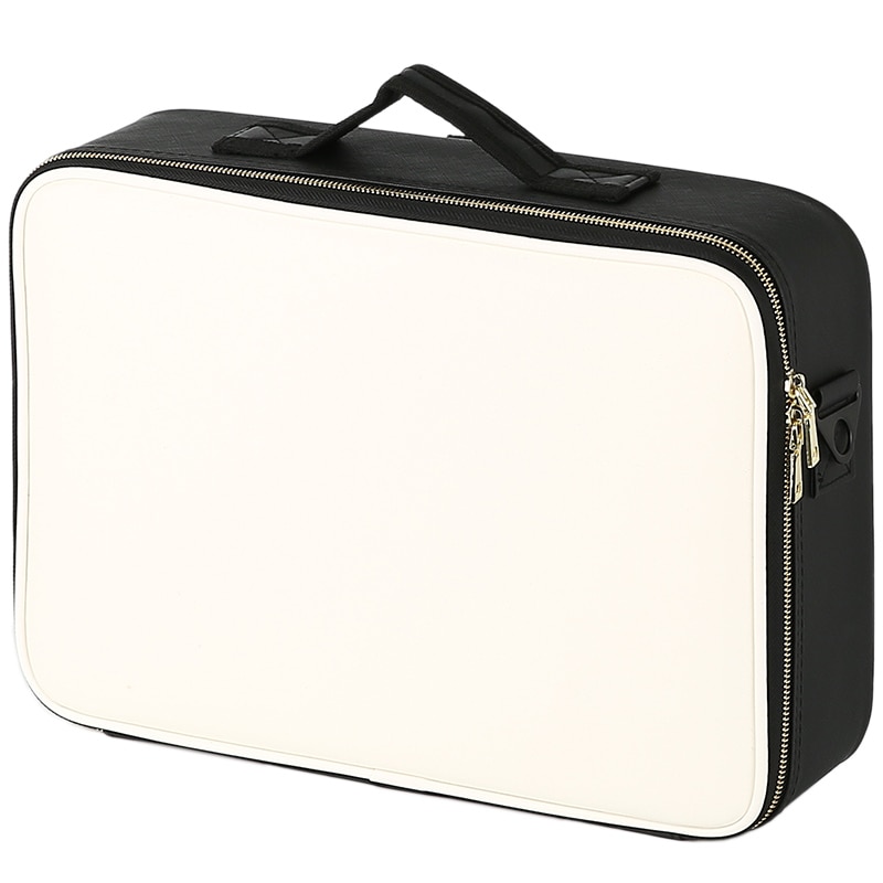 Leather Clapboard Cosmetic Bag Make Up Box Large Capacity Storage Handbag Travel Insert Toiletry Makeup suitcase