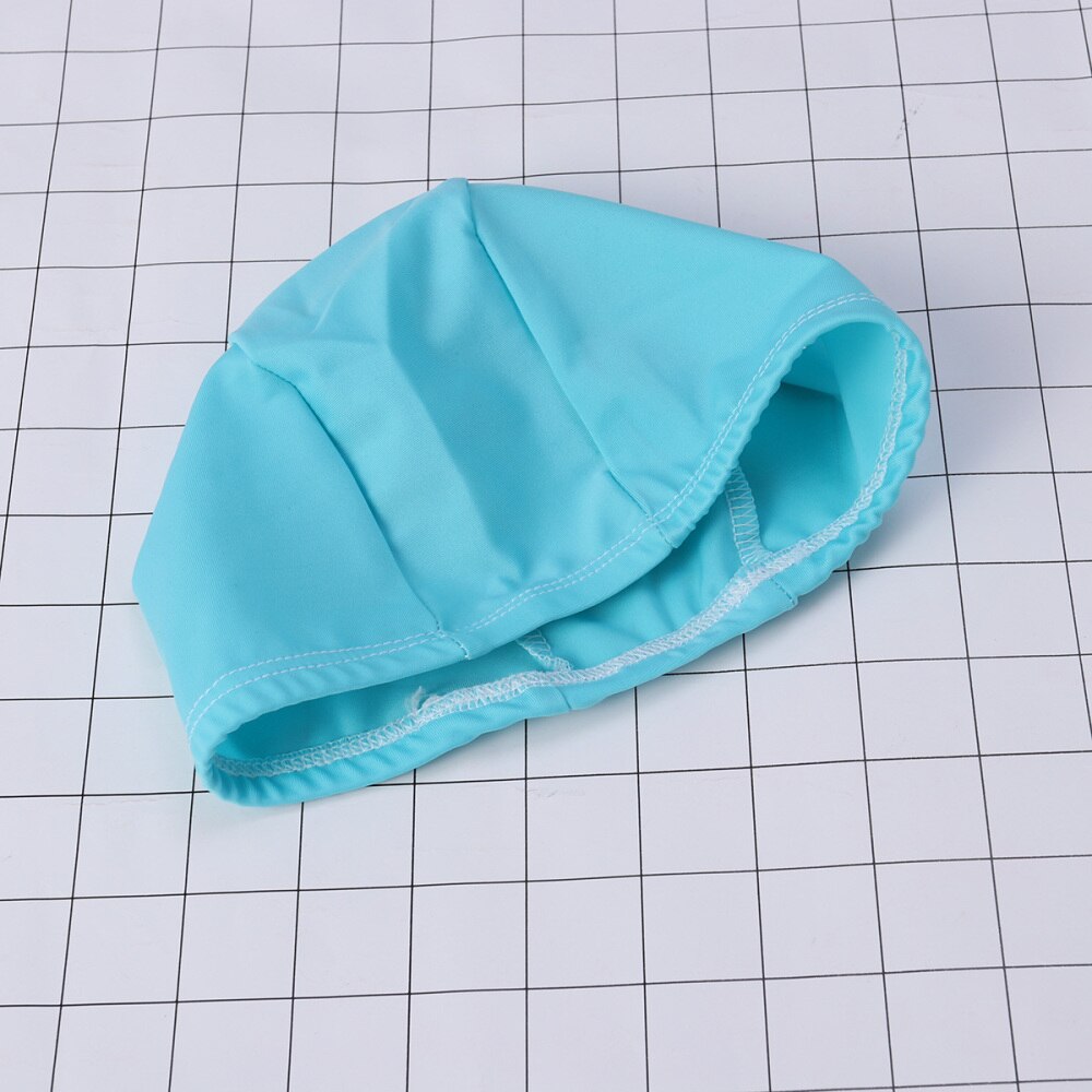 Soft Adult Swim Cap Polyester Cloth Fabric Bathing Cap Men and Women Swimming Hat Caps for Water Sports (Light Blue): Sky blue
