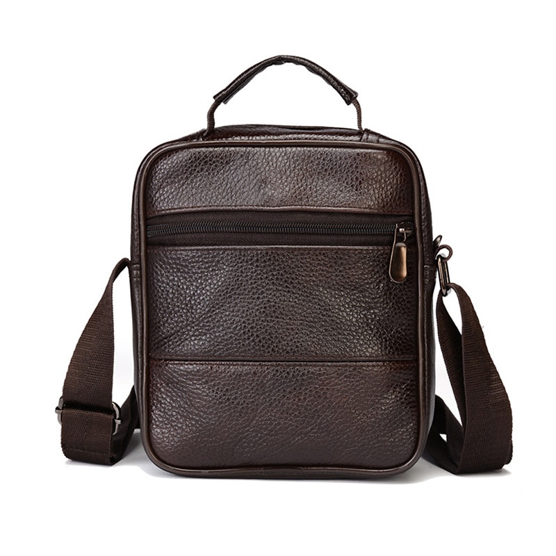 Vintage Koeienhuid Lederen Handtas Mannen Crossbody Tassen Solid Schoudertas Man Kleine Zakelijke Mannelijke Reizen Messenger Bags Koffie