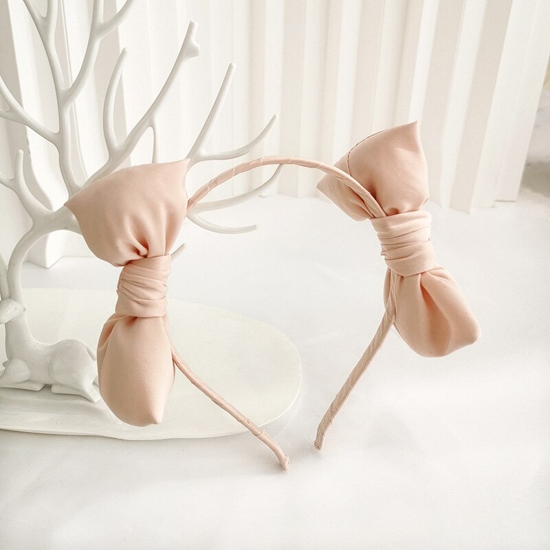 Serre-tête à Double nœud papillon pour filles, serre-tête coréen, accessoires de cheveux, tendance, mignon, mobile, en peluche: Ski Pink