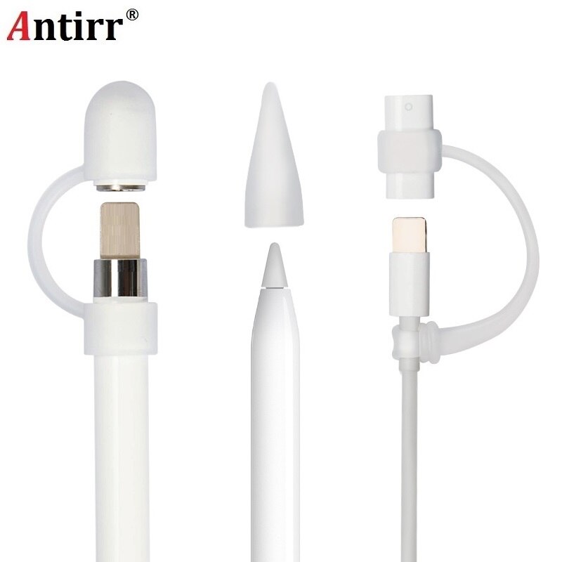 Antirr For Apple Pencil Cap Holder Nib Sleeve Case Soft Silicone Protective Cover Anti-Lost Connector Strap For iPad Pro Pencil