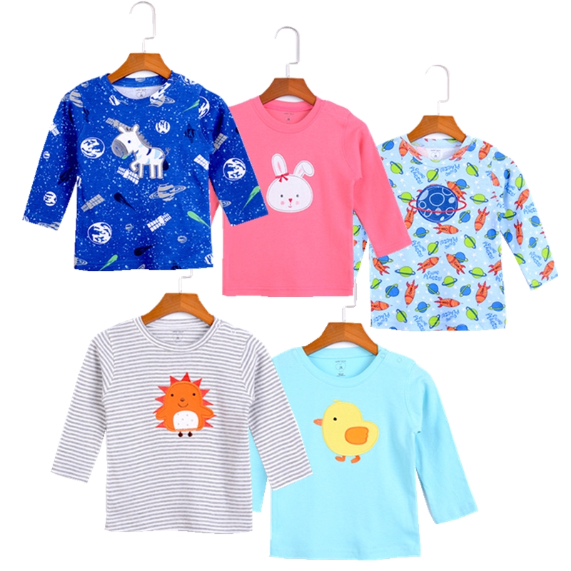5PCS Winter Baby T-shirts Cartoon Katoenen Baby Jongen Kleding Met Lange Mouwen Baby Meisje Tops Leuke Animal Gestreepte Baby Unisex kleding