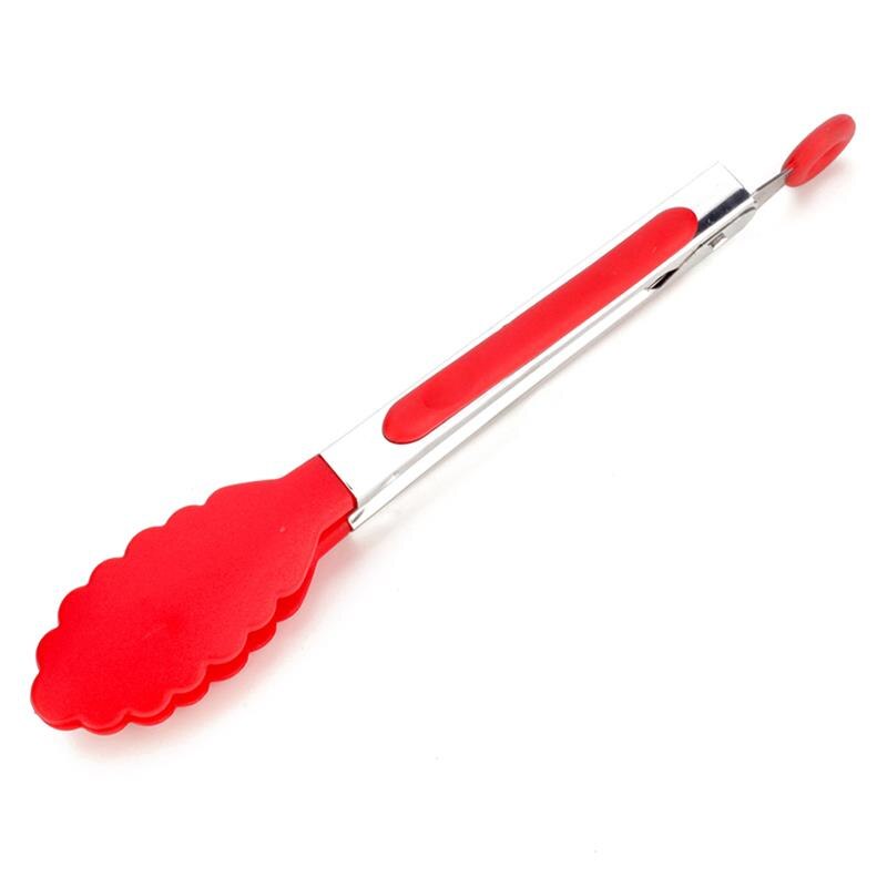 Kitchen Clip Barbecue Tool High-temperature Silicone Nylon Food Clip Stainless Steel Silicone Bread Clip Kitchen ToolAccessories: red
