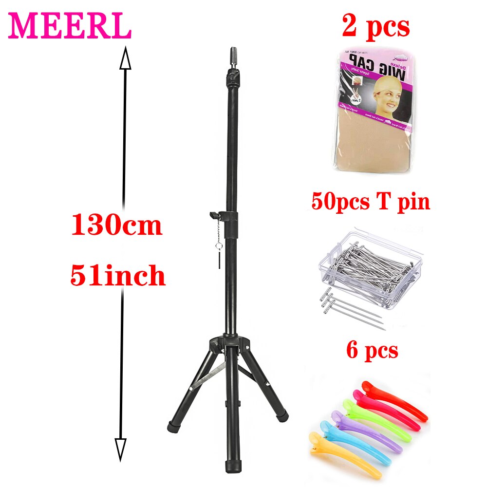 Regulowany stojak na perukę statyw głowa manekina stojak na kosmetologię trening fryzjerski z czepek na perukę, t-szpilki, klipsy, torba robić przenoszenia: 130cm czarny