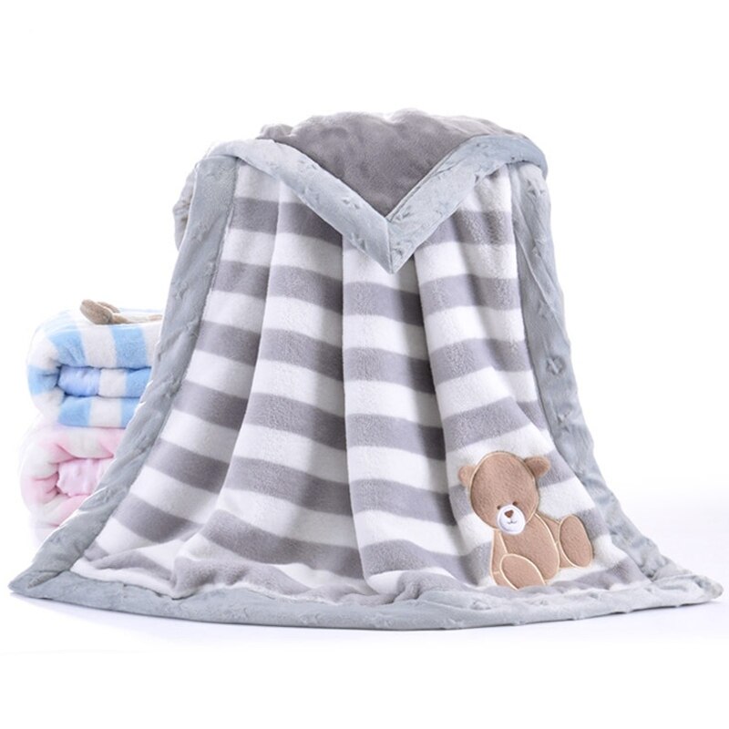 Baby Deken Pasgeboren Beddengoed Deken Leuke Cartoon Coral Fleece Baby Inbakeren Super Zachte Baby Wrap Infant Kids Deken 75*100Cm