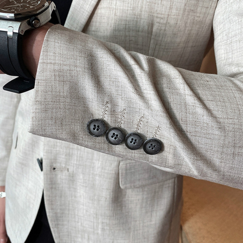 Mens Slim Fit Blazer Business Casual Blazer Suit Jacket Spring Luxury Beige Club DJ Stage Clothers Terno Masculino