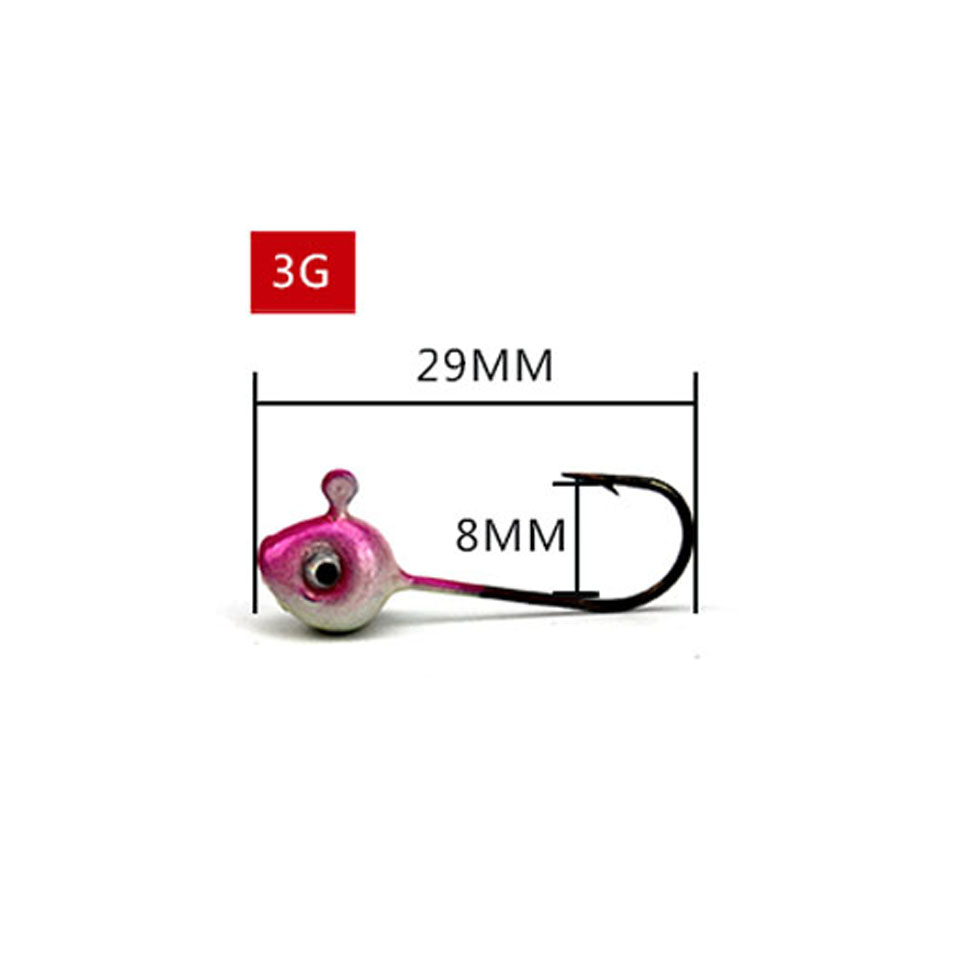 5PCS/Lot Mini Jig Fishhook Head Hook 0.5g/1g/2g/3g/4g/5g Simulation Bait Jigs Artificial Lure Match Worm Grub anzol para Pesca: 3g