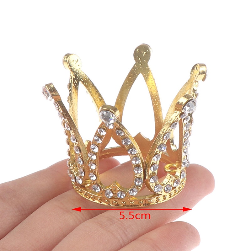 Mini kronprinsesse topper krystal perle tiara børn hår ornamenter til bryllupsfødselsdagsfest kage dekorationsværktøjer